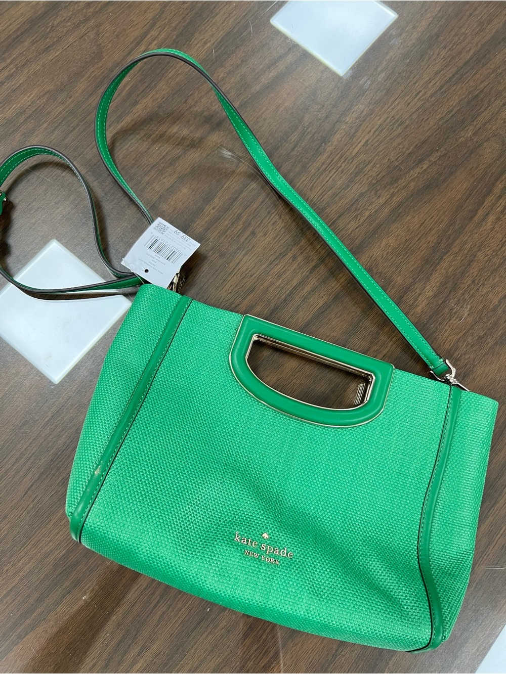 kate spade Green Textured Leather Shoulder Bag with Top Handle (NWT)